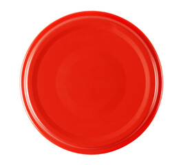 Red jar lid isolated on white background, clipping path, top view