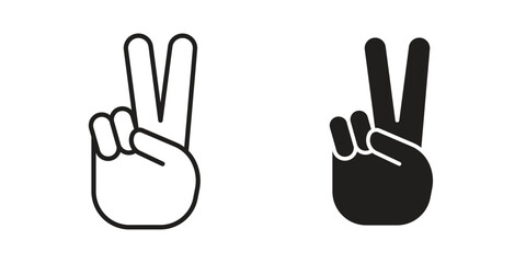 Hand peace icon collection. modern simple icons for web