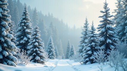 Christmas background with snowy fir trees
