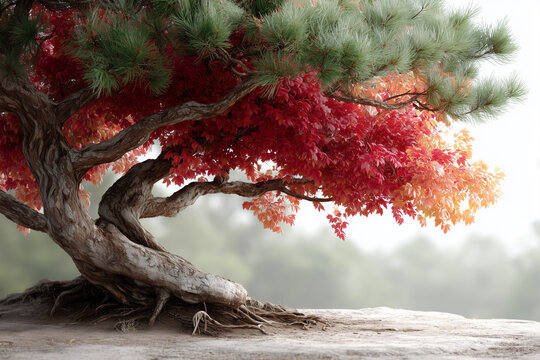 Herbstlicher Baum im Farbwechsel &ndash; Naturmotiv in kr&auml;ftigen T&ouml;nen