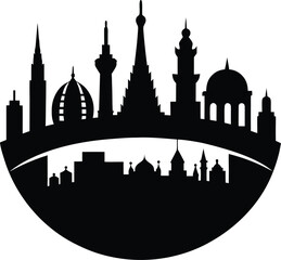 Black silhouette illustration of an iconic world landmark in clean minimal style Vector illustration