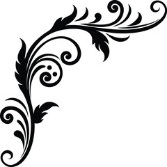 Elegant decorative corner flourish in classic black for refined ornamental design Vector illustration