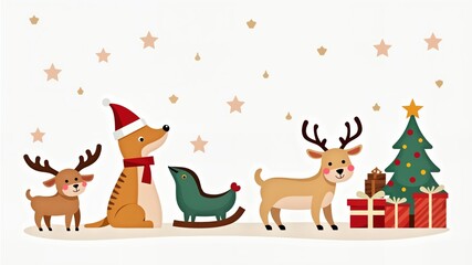cute chrismas carton vector on white background