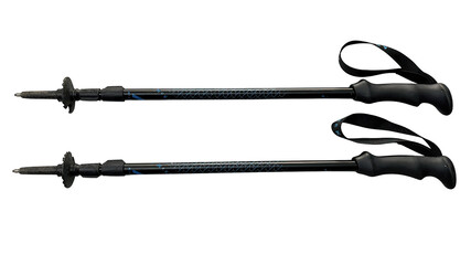 A pair of trekking poles for hiking on a transparent background