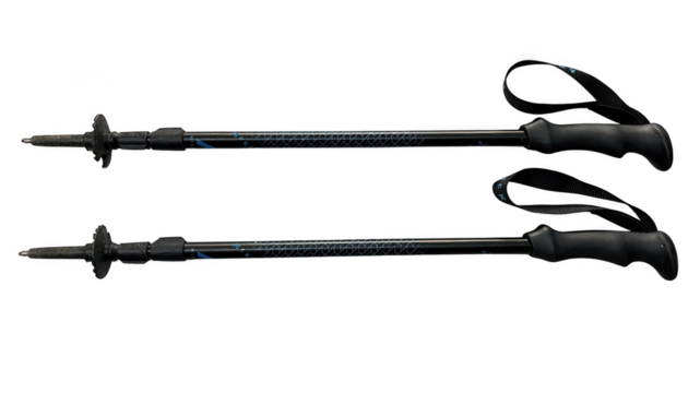 A pair of trekking poles for hiking on a transparent background