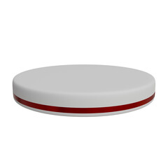 3D Rendered Minimalist White Circular Podium. Empty Pedestal with Red Accent for Product Display, Exhibition Showcase, and Modern E-commerce Advertising Background.