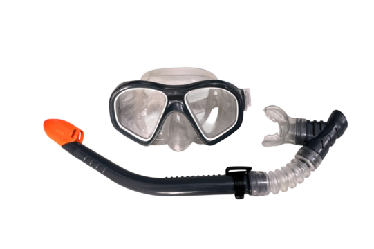 Snorkel and mask for scuba diving on transparent background