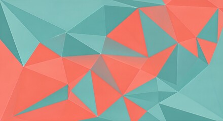 Abstract geometric background with triangles in coral and teal colors.