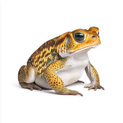 Cane toad sitting on white studio background