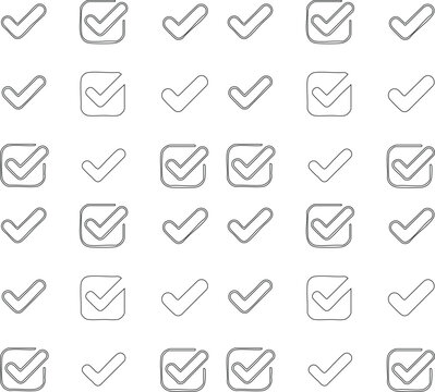 Repeating pattern of hand drawn checkmark icons check mark