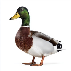 Male mallard duck isolated on white background