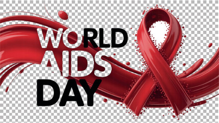World AIDS Day Ribbon Shape Emblem.