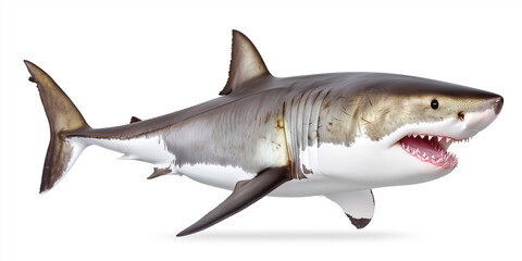 Naklejka premium Great white shark isolated on white background