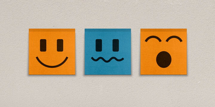 Post it wall background with funny emoji notes for playful scenes