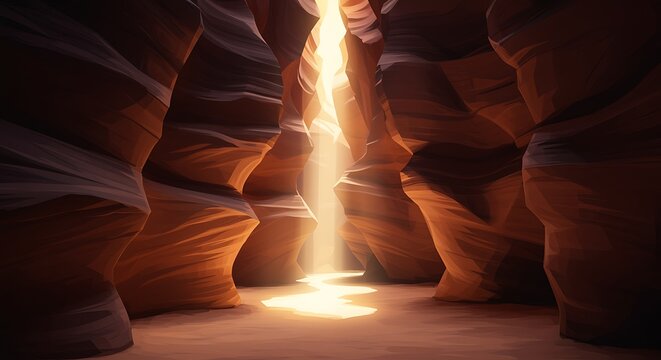 Mystical canyon landscape with sunlight illuminating the unique rock formations - Powered by Adobe