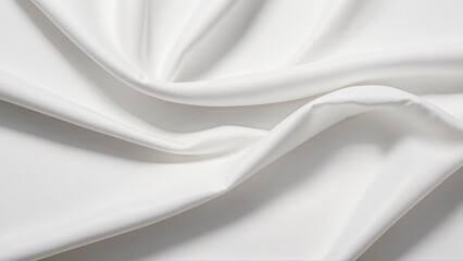 Minimalistic wavy white fabric texture, white fabric background, white silk background. All-white fabric wallpaper