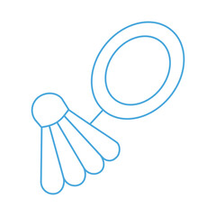A badminton racket and shuttlecock, line drawing