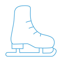 Illustration of a white ice skate with blue outline