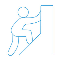 Line drawing of a person climbing a wall