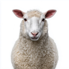 Fototapeta premium White sheep face close-up isolated on white