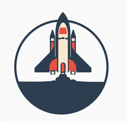 Obraz premium Minimalist Sci-Fi Spaceship Launch Icon