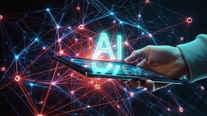 Artificial intelligence ai technology concept with digital tablet and network connection - Powered by Adobe