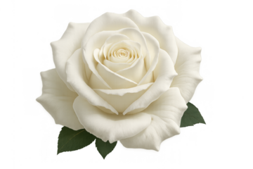 White rose flower blooming, symbolizing love, purity, and natural beauty, isolated with transparent background