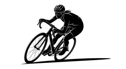  A Fluid Vector Silhouette of a Female Cyclist Leaning into a Sharp Turn 