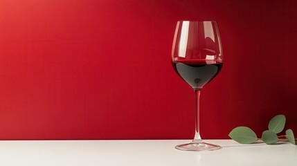 Red Wine Elegance a Moment of Stillness With a Ruby Beverage Against a Crimson Backdrop