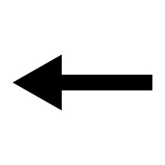 Simple black arrow pointing left on white background indicates direction