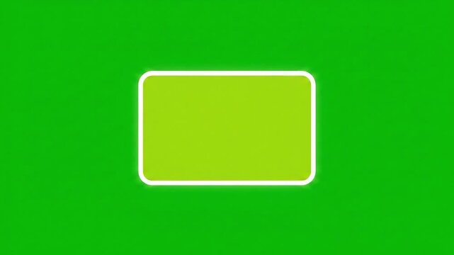 A light green rectangle with a white border on a green screen background for video editing use case
