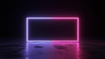 Rectangular neon sign, black backdrop, mp4 video. AI