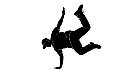  A Powerful Black Vector Silhouette of a Male Breakdancer in a Freeze Pose