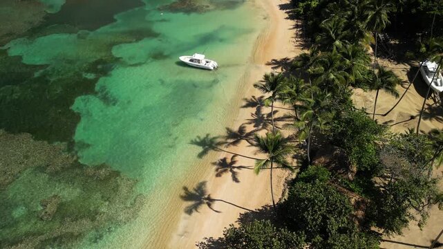 Final clip showing a long stretch of tropical beach with crystal-clear water and relaxing coastal scenery.