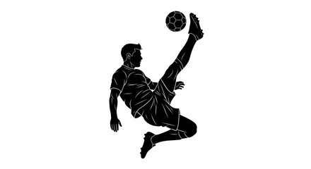  An Athletic Vector Silhouette of a Male Soccer Player Executing a Bicycle Kick