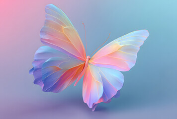Fototapeta premium abstract blur gradient butterfly shape in pastel color, y2k style element for social post, banner, poster, png isolated on transparent background.