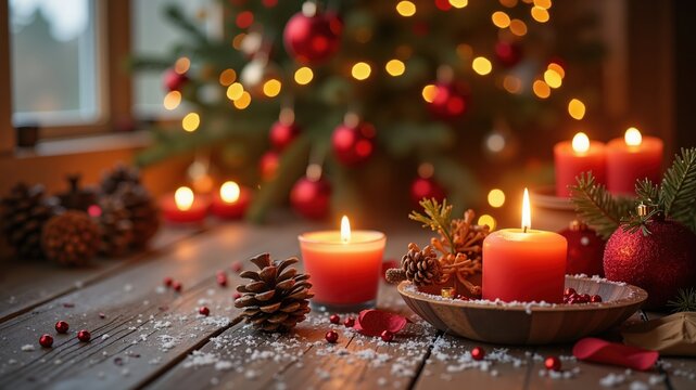 christmas greeting card with decorative fir tree vector illustration
