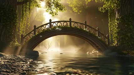 Enchanted Bridge A Tranquil Journey Through the Forest Canopy