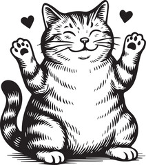 black and white cat with hearts