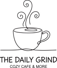 Daily grind cozy cafe minimalist line art design