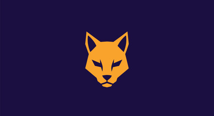 A geometric fox head in orange against a deep blue background. Minimalist design