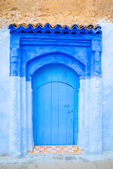 Beautiful street of blue medina in city Chefchaouen,  Morocco, Africa.