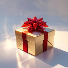 Elegant gold gift with red bow for special moments