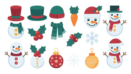 Christmas Snowman and Holiday Winter Elements Collection