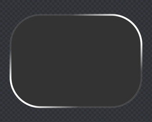 Dark Rounded Rectangle Overlay: Premium Silver Border Design Element for Digital Graphics, Website UI, App Interface, Gaming GUI, and Modern Backgrounds with Transparent Checkered Background