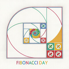 Fibonacci Day 5, Golden Ratio Spiral Pattern, Mathematical Sequence Design
