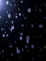 Fototapeta premium Falling Snowflakes on Dark Blue Background winter cold
