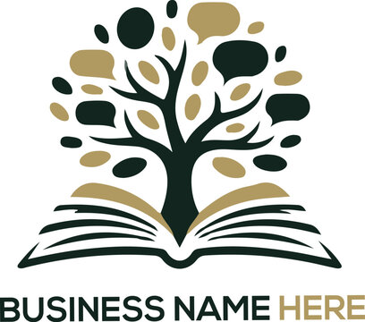 Books with Tree Logo Design Education Knowledge Nature Symbol