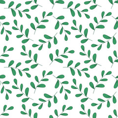 Floral seamless pattern. Branch with leaves. Spring leaves seamless pattern