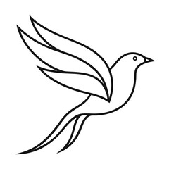Obraz premium Stylized flying bird or dove outline icon Vector, illustration